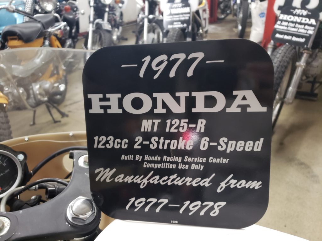 1977 Honda MT125R Name Plate